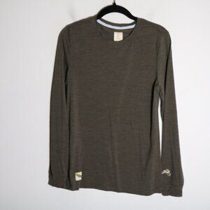 Tracksmith Women Merino Wool Base Layer Long Sleeve Pullover Large Brown Running